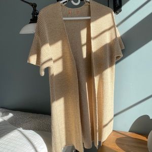Tan, short sleeve sweater